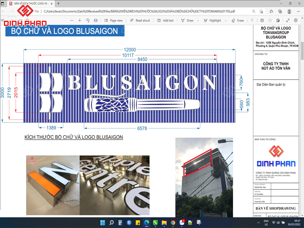 bản vẽ thiết kế dự án blusaigon