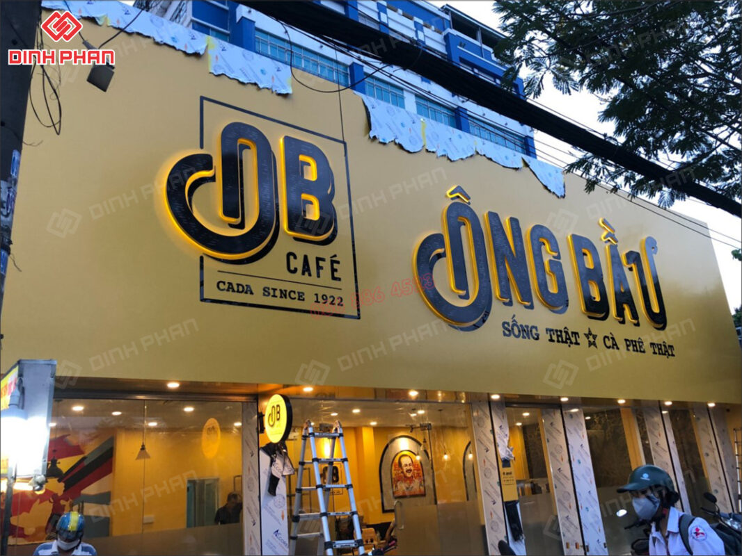 bảng hiệu quán cafe ông bầu