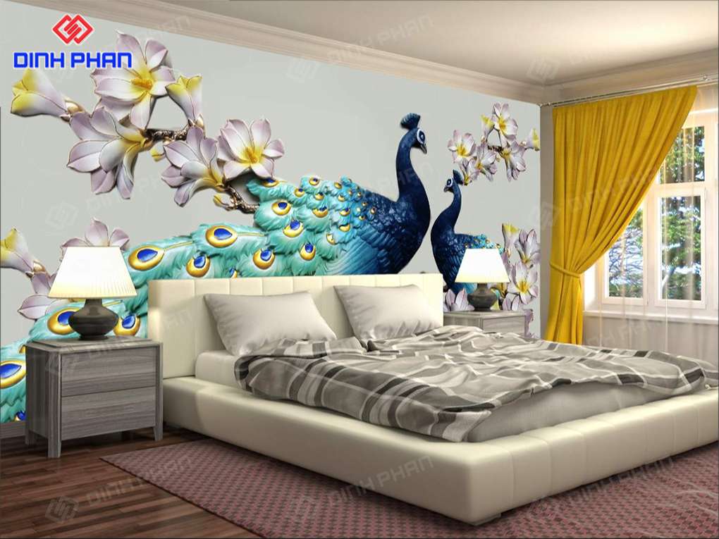 tranh tường 3D phòng ngủ