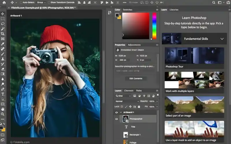 Giao diện của Adobe Photoshop 2022