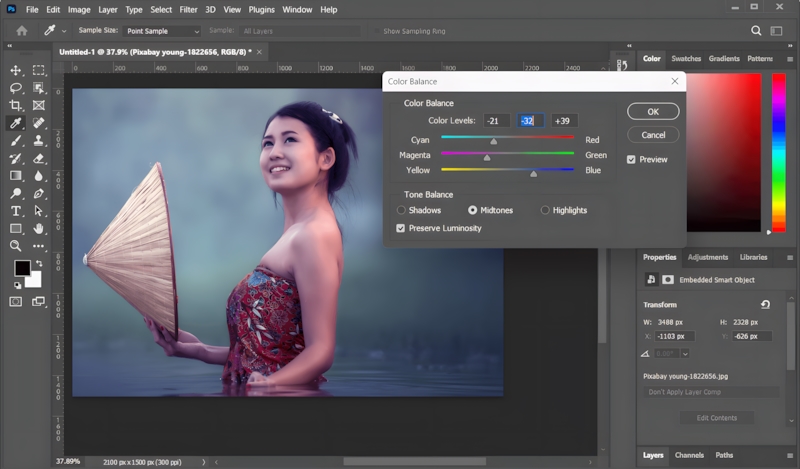 Chỉnh sửa trên phần mềm 