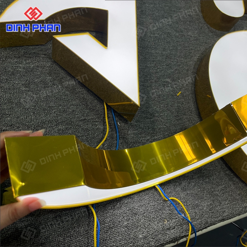 Chữ nhôm vàng gương