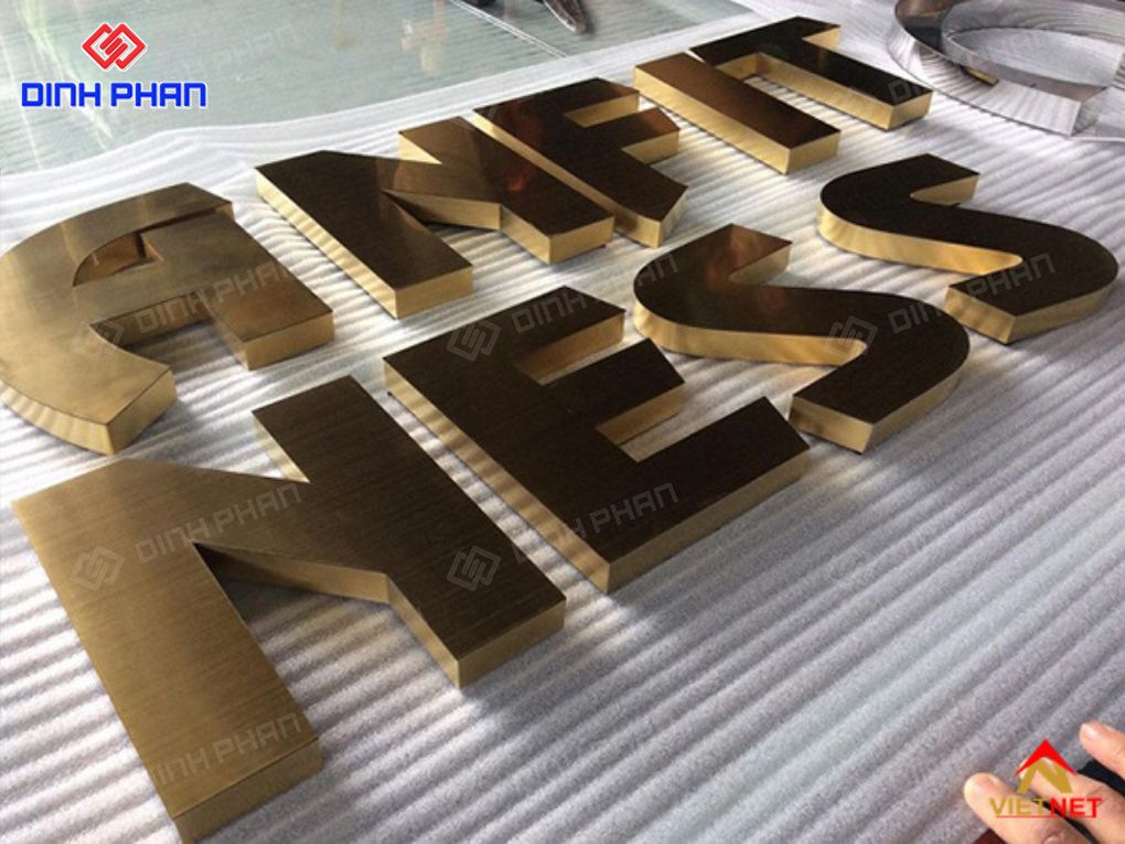 Làm Chữ inox vàng xước