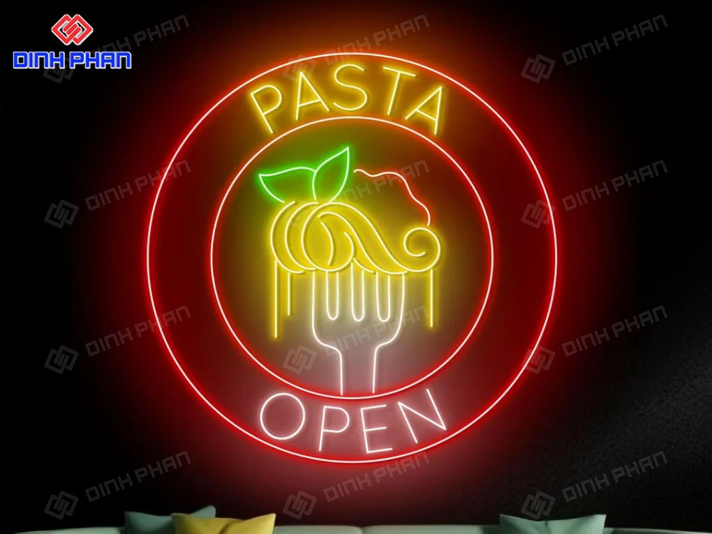 Biển LED Neon Sign trang trí cửa hàng Pasta hiện đại.