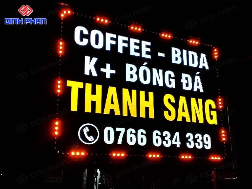 Bảng hiệu LED viền quán Coffee - Bida Thanh Sang.