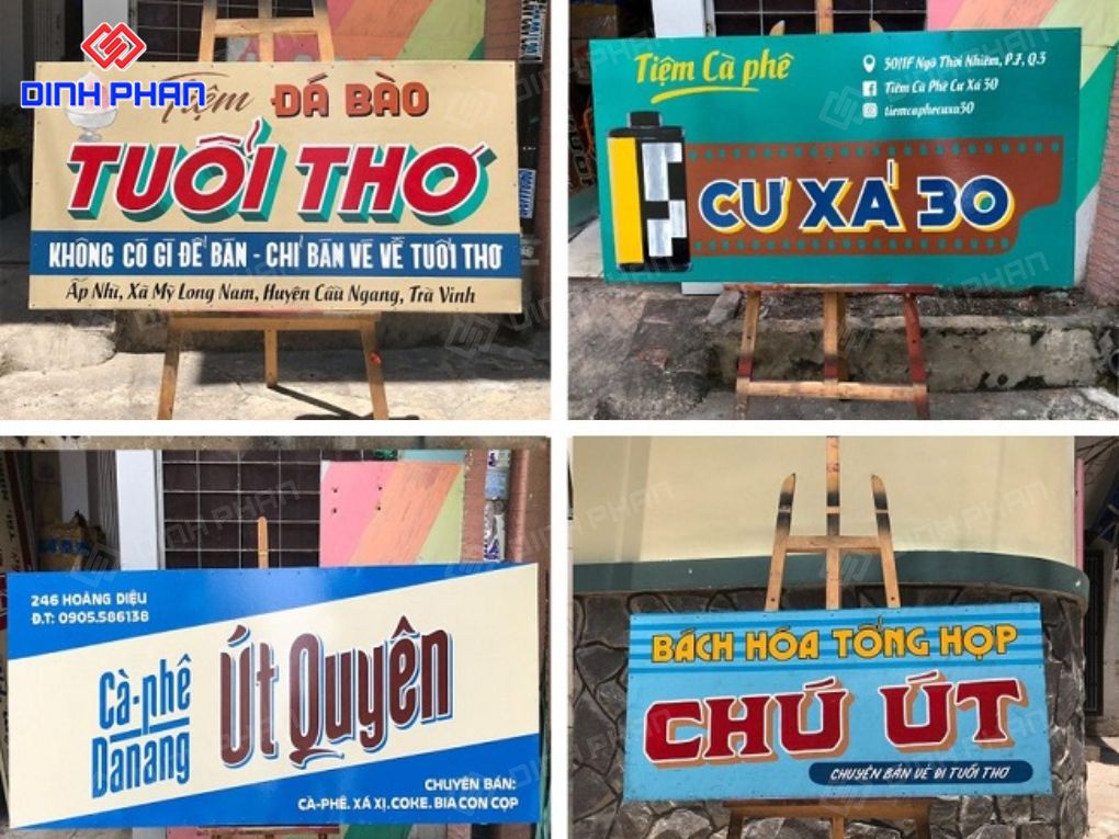 Các mẫu bảng hiệu vẽ tay phong cách vintage độc đáo.