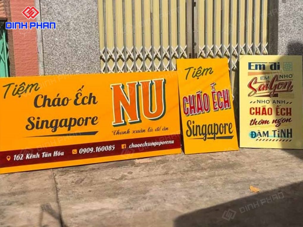 Bộ bảng hiệu Tiệm Cháo Ếch Singapore Nu.