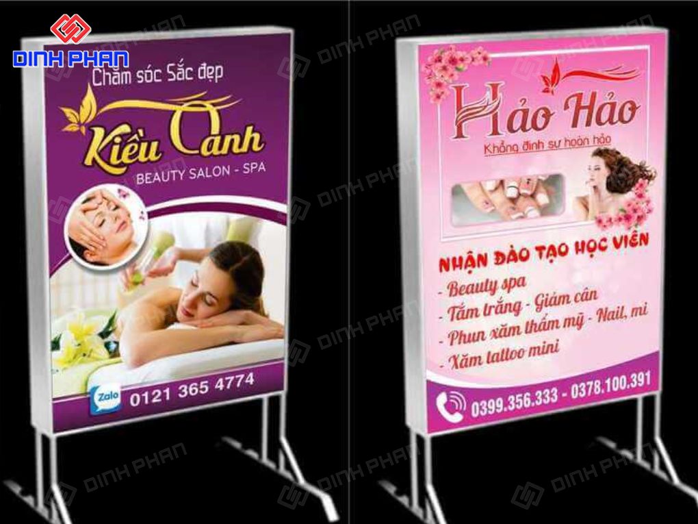 Biển hiệu spa đứng khung sắt chân đôi hai mặt đẹp