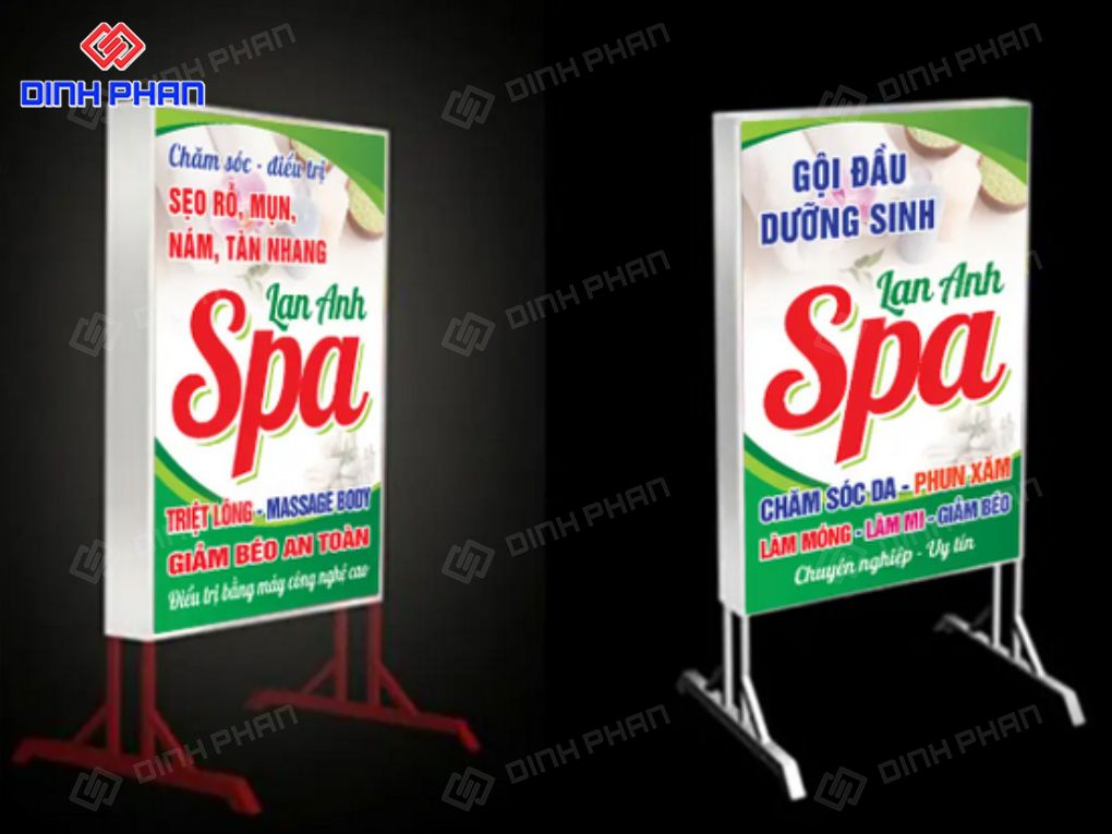 Bảng hiệu spa đứng hộp đèn LED phát sáng nổi bật