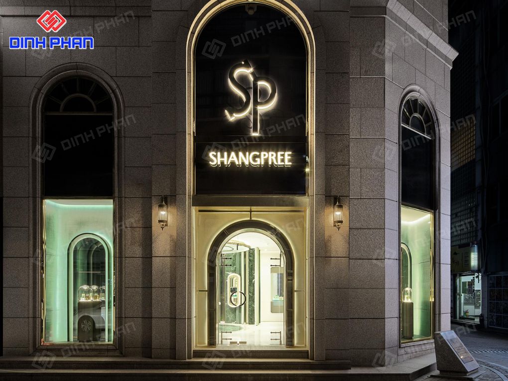 Bảng hiệu spa mặt tiền đá granite chữ nổi sang trọng