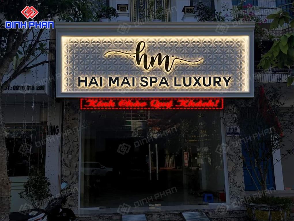 Bảng hiệu hộp đèn led spa 3D nổi bật ban đêm