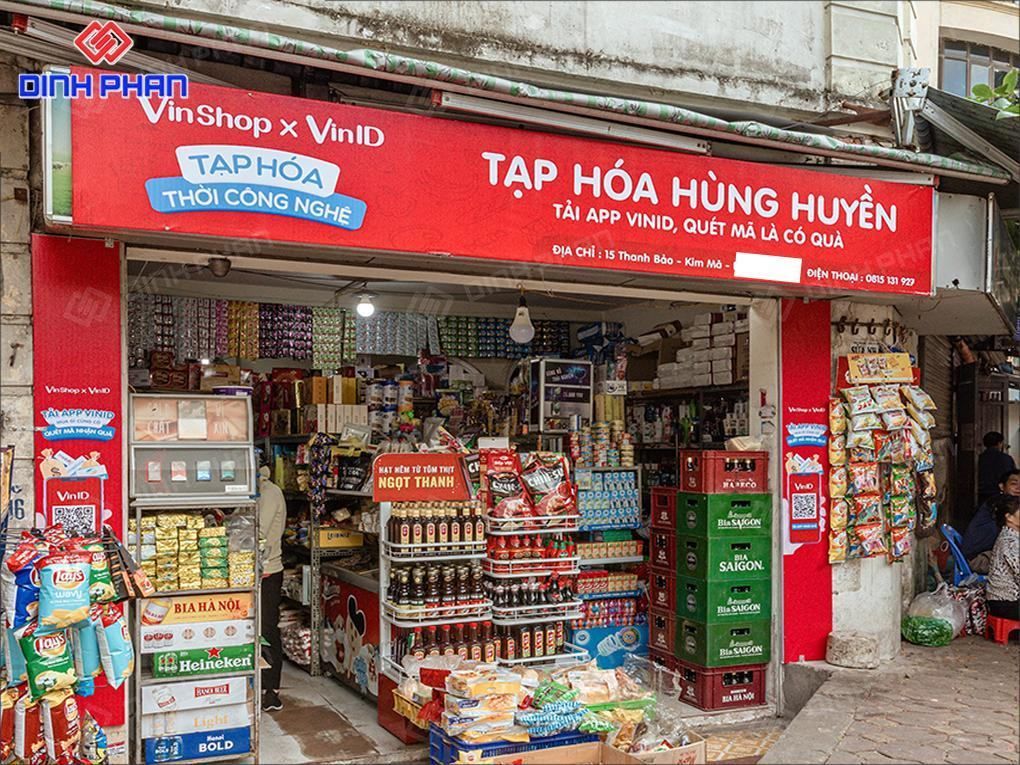 Biển bạt hiflex nhận diện VinShop Tạp Hóa Hùng Huyền.