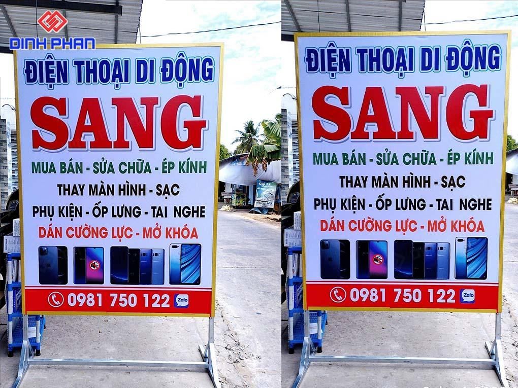 iển hiệu đứng khung sắt bạt hiflex cửa hàng điện thoại.