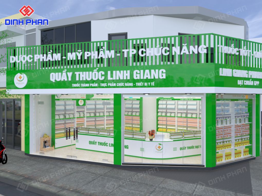 Bảng hiệu quy mô lớn đạt chuẩn quầy thuốc Linh Giang.